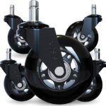 The Office Oasis Original Rollerblade Office Chair Wheels (As Seen On PBS) - Smooth & Quiet Casters - Safe for Hardwood Floors & Carpet - Easy Installation with Universal Fit - Set of 5 - Black