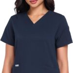 COMENII Scrubs for Women Classic Fit Scrub Tops Women with 4 Pocket, Back Princess Seams Womens Scrubs