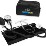 PrimaCare Medical DS-9197-BK Professional Classic Series Manual Adult Size Blood Pressure Kit, Emergency Bp kit with Stethoscope and Portable Leatherette Case, Nylon Cuff, Black