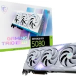 MSI Gaming RTX 5080 16G Gaming Trio OC White Graphics Card (16GB GDDR7, 256-bit, Extreme Clock TBD MHz, DisplayPort x 3 2.1a, HDMI 2.1b, NVIDIA Blackwell Architecture)