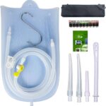 Silicone Enema Bag Kit with 6.3ft Hose, 5 Enema Tips, Controllable Flow Valve and Water Thermometer - 2 Quart Capacity Coffee enemas for Colon Cleanse