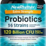NewRhythm Probiotics 120 Billion CFU 36 Strains, 3-in-1 Probiotics for Digestive Health & Immune Support with Prebiotics & Enzymes, Probioticos for Women & Men, Targeted Release, 60 Veggie Caps