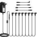 AZOR Guitar Pedal Power Supply Adapter with 8 Way Chain Cable Use for Pedal Output to 9V DC 1A Negative Tip Guitar Effect Pedal