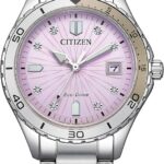 Citizen Women's Eco-Drive Crystal Weekender Sport Casual, Silver-Tone Stainless Steel Bracelet, Purple Dial (Model: FE6170-88X)