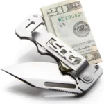 SOG Cash Card Money Clip Pocket Knife- 2.75 Inch Blade EDC Knife with Clip for Pocket, Money or Card Holder, Stainless Steel Handle with Built-In Lanyard Hole (EZ1-CP), Onesize, Satin Polished