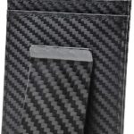 Travelambo Money Clip for Men Carbon Fiber Clip Wallet Leather Slim Minimalist Card Holder RFID Blocking (Weaved Black)