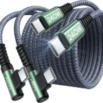 AINOPE 240W USB C to USB C Cable (6.6ft 2Pack Chubby Cable USB C) USB C to USB C Fast Charging Cable, Right Angle USB C Charger Cable for iPhone16 Charger Cord, MacBook Pro, iPad, Samsung Galaxy S25