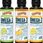 Barlean's Omega 3 Fish Oil Liquid Supplement Pack of 3, EPA and DHA Fatty Acid, Smoothie Flavored for Brain, Joint, and Heart Health, Includes Key Lime Pie, Lemon Crème and Mango Peach Flavors, 8 oz