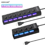 USB 2.0 Hub متعدد USB الفاصل منافذ المحور استخدام محول الطاقة 4/ 7 منافذ متعددة المتوسع محور مع التبديل 30 سنتيمتر كابل للمنزل