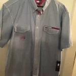 Tommy Hillfigger Denim Look Button Down SS Shirt 2 Chest Pockets 2X New w/ Tags