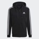 adidas men Essentials Fleece 3-Stripes Full-Zip Hoodie