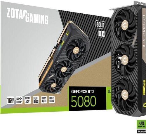 ZOTAC GAMING GEFORCE RTX 5080 SOLID OC 256-Bit 16GB GDDR7 PCI Express 5.0 DLSS 4.0 Graphics Card ZT-B50800J-10P