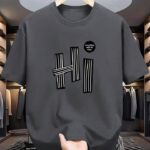 تي شيرت بياقة دائرية وأكمام قصيرة للرجال ذو طباعة جرافيكية عادية