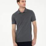 Antrasit Slim Fit %100 Pamuk Polo Yaka Basic Tişört 50306448-vr006
