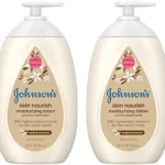 Johnson's Baby Skin Nourish Moisturizing Baby Lotion for Dry Skin with Vanilla & Oat Scents, Gentle & Lightweight Body Lotion for The Whole Family, Hypoallergenic, Dye-Free, 16.9 fl. oz (Pack of 2)