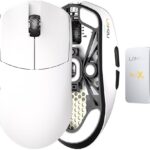 Lamzu Maya X Wireless Gaming Mouse, Ultra Lightweight 47g, Optical Switch, Maximum 30000 DPI, Symmetrical, MCU Nordic 52840, Dust-Proof Encoder, PAW3950 Sensor(Larger Maya) (White)