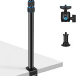 NEEWER Camera Table Mount with Ball Head, 17-40 Inch Adjustable Table Light Tripod with 1/4 Inch Screw and C Clamp for DSLR Camera, Ring Light, Live Stream, Vlog, Maxi Load: 3 kg, TL283 (Blue)