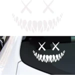 Reflective Smile Demon Car Sticker, Funny Cool Die Cut Waterproof Vehicle Window Decal, Automotive Body Sticker Decoration Accessories, Universal for Vans, Trucks, Laptops (White)