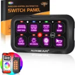 Auxbeam 8 Gang Switch Panel Bluetooth RGB AC-800 with APP&Remote Control Toggle Momentary Pulsed Switch Pod Off Backlight for Truck Offroad UTV ATV Car Marine 12-24V Waterproof 2 Years Warranty