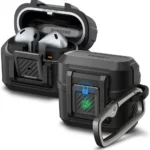 سبايجن حافظة لوك فيت مصممة لسامسونج جالاكسي بودز 3 وجالكسي بادز 3 برو (2024) حماية بقفل امن مع حلقة تثبيت - اسود غير لامع