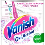 مسحوق مزيل البقع للغسيل اوكسي اكشن للملابس البيضاء من فانيش يستخدم مع او بدون منظف الغسيل او الاضافات او منعم الاقمشة، وزن 900 غرام