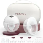 Momcozy M5 Hands-Free Wearable Breast Pump, Double-Sealed Flange for Baby-Like Comfort, 3 Modes & 9 Suction Levels, Portable Electric Pump – 24mm, 2-Pack Quill Gray