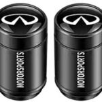 4 Pcs Metal Car Wheel Tire Valve Stem Caps, Car Tyre Valve Caps for Infiniti FX35 Q50 Q45 G35 G37 M35 QX70 FX37 QX60 Q30 FX I30, Waterproof Dust-Proof Stem Covers with Rubber Ring, Black