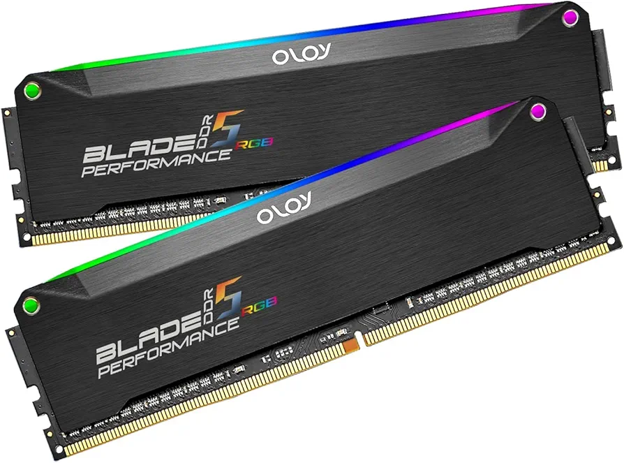 OLOy DDR5 RAM 16GB (2x8GB) Black Hairline Blade RGB 4800 MHz CL40 1.1V UDIMM (MD5U0848400BRKDE)