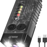 BORUIT V10 LED Small Powerful EDC Flashlight with Red UV Green Blue Yellow Light,Super Bright 1000 LM USB C Rechargeable Powered Mini Pocket Keychain Flash Light-14 Modes,Tail Magnet,Beeping Sound