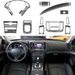 NVCNX Real Premium Carbon Fiber Compatible with Infiniti G37 2011 2012 2013 Coupe Sedan Convertible Accessories Car Center Console Dash Dashboard Cover Interior Trim Set Kit Black 28PCs