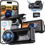 Dash Cam Front Rear: 4K+1080P Full HD Dashcam Free 64GB Card, with 5G WiFi GPS, Dual Dash Camera for Cars with 3" IPS Screen, Night Vision, HDR, App Control, 24H Parking Mode, Loop Record