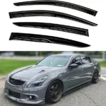 Premium JDM Style 3D Wavy Black Window Visor Rain Guard Deflector Compatible for 2007-2015 Infiniti G25 G35 G37 Q40 4 Door Sedan