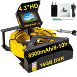 Sewer Camera 100ft,SYANSPAN Drain Pipe Camera HD 4.3in Screen with 16GB DVR,Waterproof IP68 Works Underwater Up to 10Meters Sewer Inspection borescopes for Plumber(Fits Pipes>0.7" Diameter,100ft/30M)
