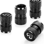 4 Pcs Metal Car Wheel Tire Valve Stem Caps for Infiniti Q50 FX35 FX37 F50 QX70 QX60 EX35 Logo Tire Cover Accessories. (Black)