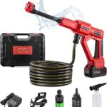 Cordless Pressure Washer, 1060 PSI Handheld High-Pressure Cleaner with 5.0Ah Long-Lasting Battery, 3-Speed Adjustable, 2.8 GPM, 6-in-1 Nozzle,Battery Powered Pressure Washer for Cars/Garden/Floor