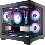 darkFlash ITX PC Case, Pre-Install 3 PWM ARGB Fans Computer Case, Full View Dual Tempered Glass ITX Case, Mini Size, Supports 240mm AIO(C275P) (Black)