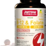 Jarrow Formulas Extra Strength Methyl B-12 1000 mcg & Methyl Folate 400 mcg + P-5-P, Dietary Supplement for Cellular Energy Metabolism and Cardiovascular Support, 100 Chewable Tablets, 100 Day Supply