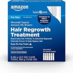 Amazon Basic Care Minoxidil Topical Aerosol, 5% Foam, Hair Regrowth Treatment for Men, 6-month Supply, Unscented, 2.11 oz (Pack of 6)
