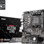 MSI A520M-A PRO Gaming Motherboard (AMD Ryzen 5000, AM4, DDR4, PCIe 3.0, SATA 6Gb/s, M.2, USB 3.2 Gen 1, DVI/HDMI, Micro-ATX)