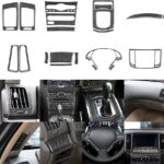 NVCNX Real Carbon Fiber for Infiniti G37 2011 2012 2013 Coupe Sedan Convertible Interior Trim Kit Accessories Cover Decal Set Air Vent Gear Shift Panel Center Console Black/Red 23PCs
