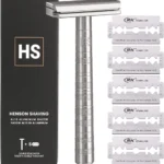 Henson Shaving Razor - Aluminum Double Edge Safety Razor with 5 Spare Blades - 30° Angled Precision With Superior Blade Rigidity- Reusable Single Blade Razors For Men and Women - Mild Aggression