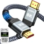 Highwings 8K 10K 4K HDMI Cable 48Gbps 6.6FT/2M, Certified Ultra High Speed HDMI Cable Braided Cord-4K@120Hz 8K@60Hz, DTS:X, HDCP 2.2 & 2.3, HDR 10 Compatible with Roku TV/PS5/HDTV/Blu-ray