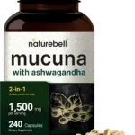 Mucuna Pruriens Capsules, Triple Strength 1500mg Per Serving, 2 in 1 Formula, Made with Mucuna and Ashwagandha, 240 Capsules, Potent Seed Extract, Positive Mood, Relaxation & Restoration Support