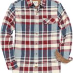 Dubinik® Mens Flannel Shirts Long Sleeve Flannel Shirt for Men Casual Button Down Brushed 100% Cotton Shirt