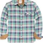 Dubinik® Mens Flannel Shirts Long Sleeve Flannel Shirt for Men Casual Button Down Brushed 100% Cotton Shirt