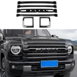 Car Front Bumper Grille Fit for Haval H9 2024 Modification ABS Black Warrior Grille Headlight Cover Car Exterior Accessories