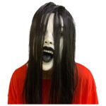 Wovilon Halloween Horror Grimace Mask Scary With Hair Realistic Halloween Creepy Cosplay Props