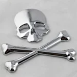 Car Sticker Accessories Metal Skull Head Bone Logo Emblem Sticker Decal Silver