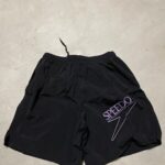 Mens Vintage Speedo Trunks Big Logo Spellout Black W/ Pockets Large! -no Liner-