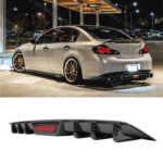 For Infiniti G35 G37 Sedan Carbon Rear Bumper Diffuser w/ LED Brake Tail Light